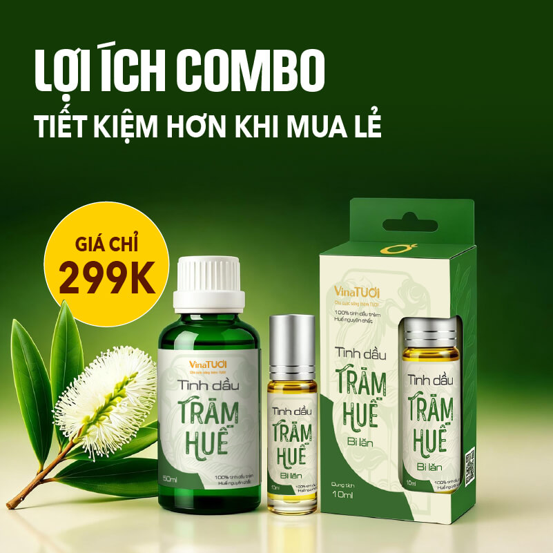 Combo tinh dầu tràm Huế Vina Tươi giúp tiết kiệm chi phí khi mua 2 sản phẩm cùng lúc