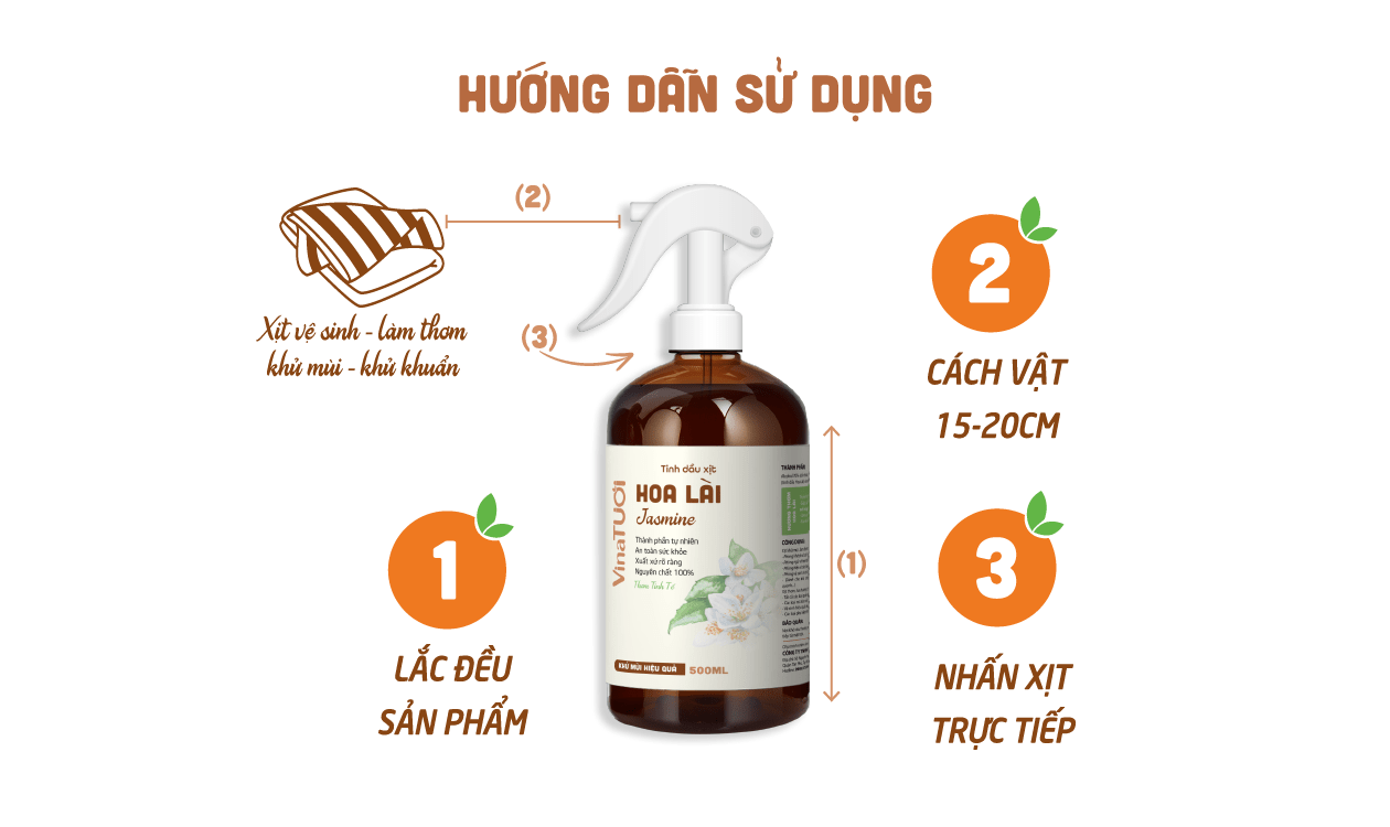 Hướng dẫn sử dụng Xịt khử mùi tinh dầu hoa lài