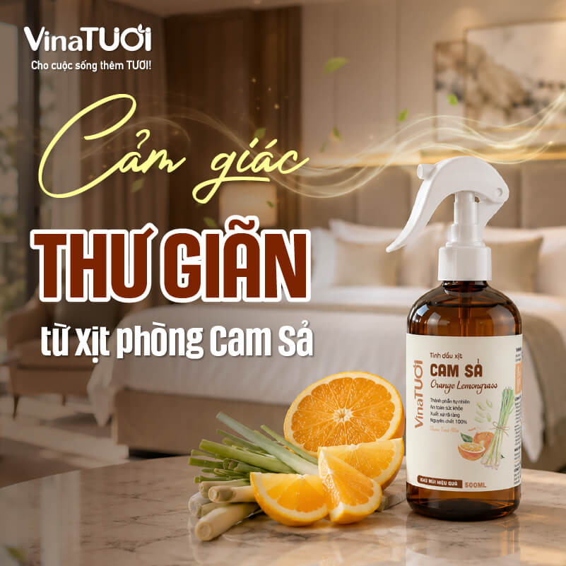 Xịt phòng tinh dầu cam sả mang lại cảm giác thư giãn và dễ chịu