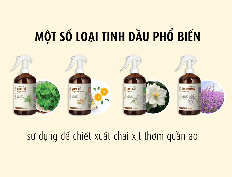 Một số loại tinh dầu chiết xuất xịt khử mùi thức ăn bám trên quần áo 