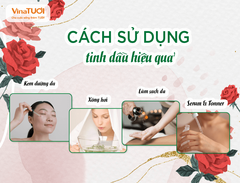 Cách sử dụng tinh dầu hoa hồng hiệu quả