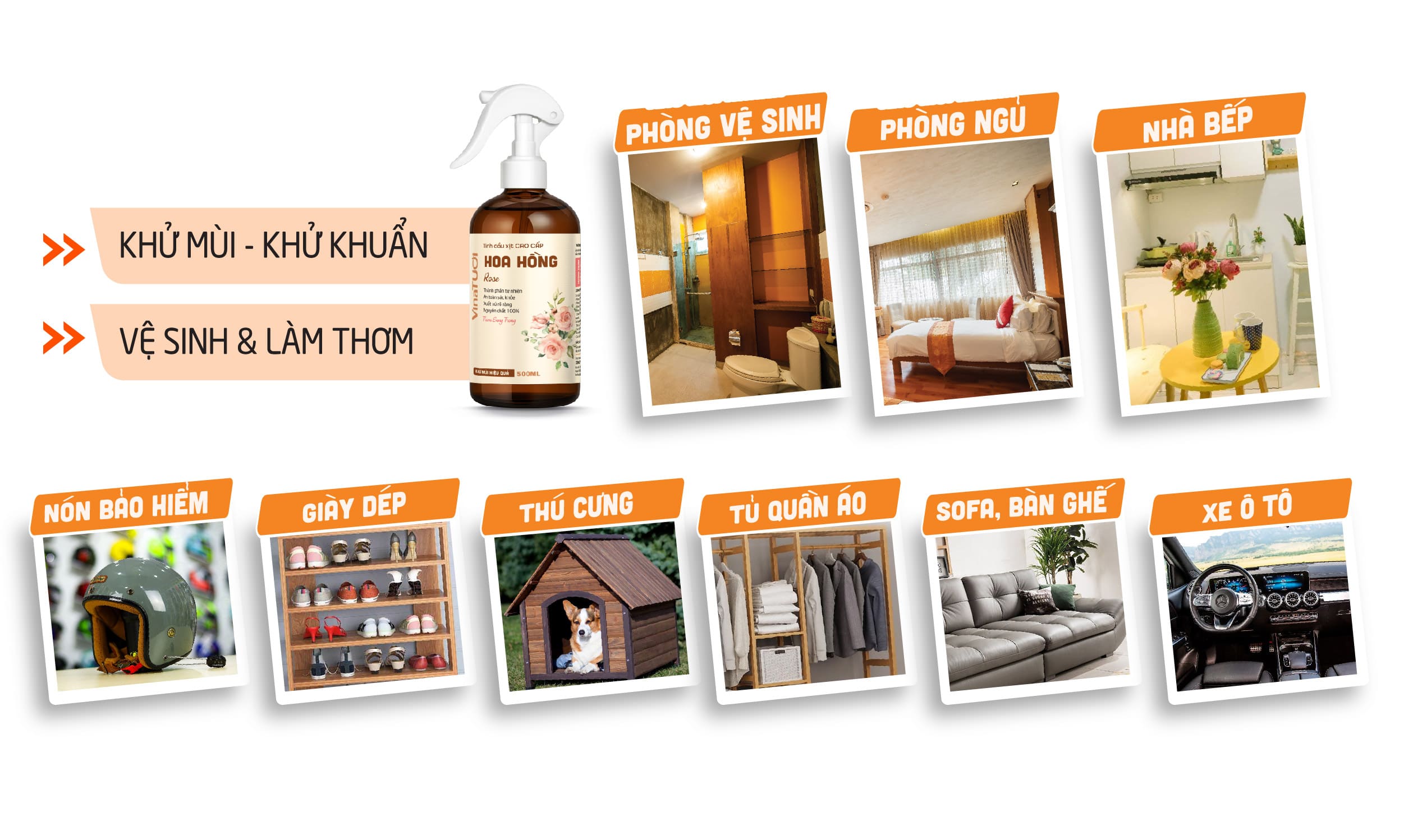 Công dụng xịt phòng tinh dầu hoa hồng khử mùi